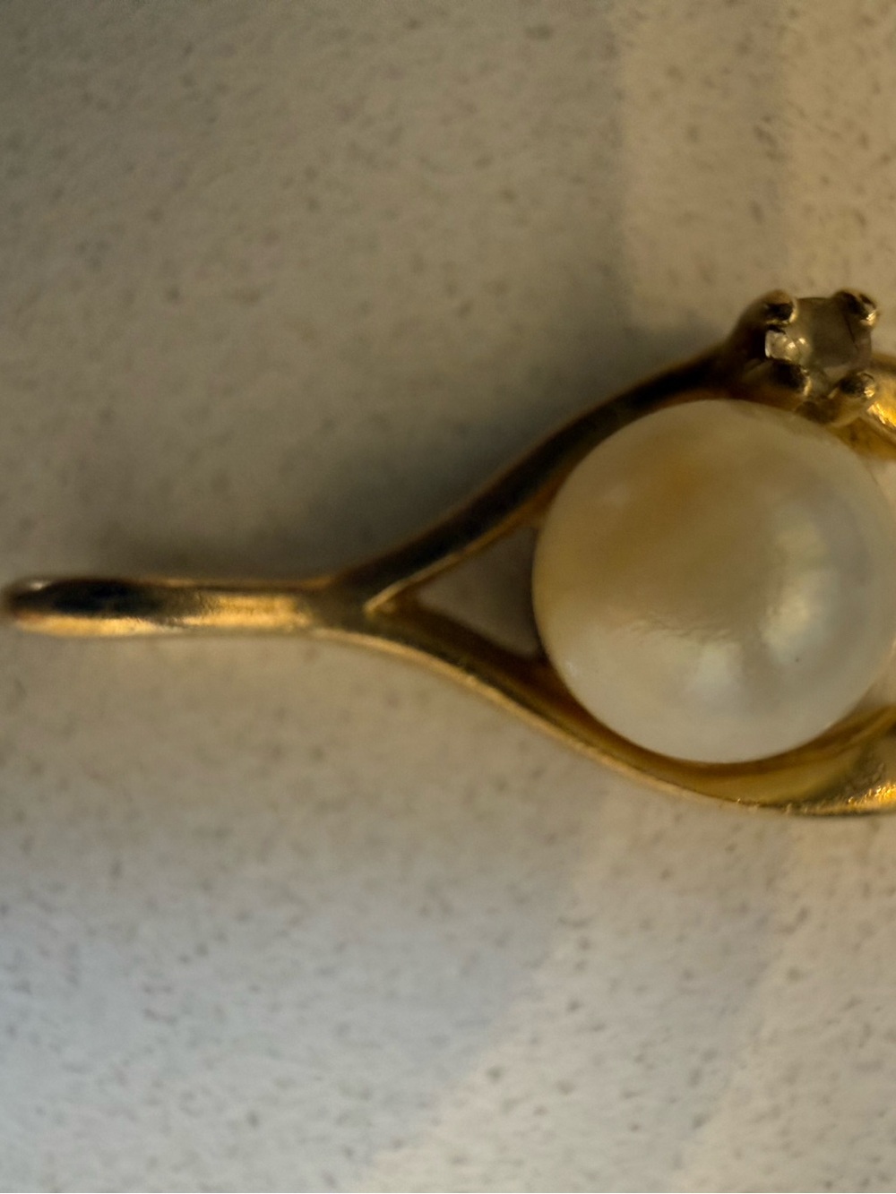 Pearl Accent Gold-Tone Pendant Necklace - White Pearl